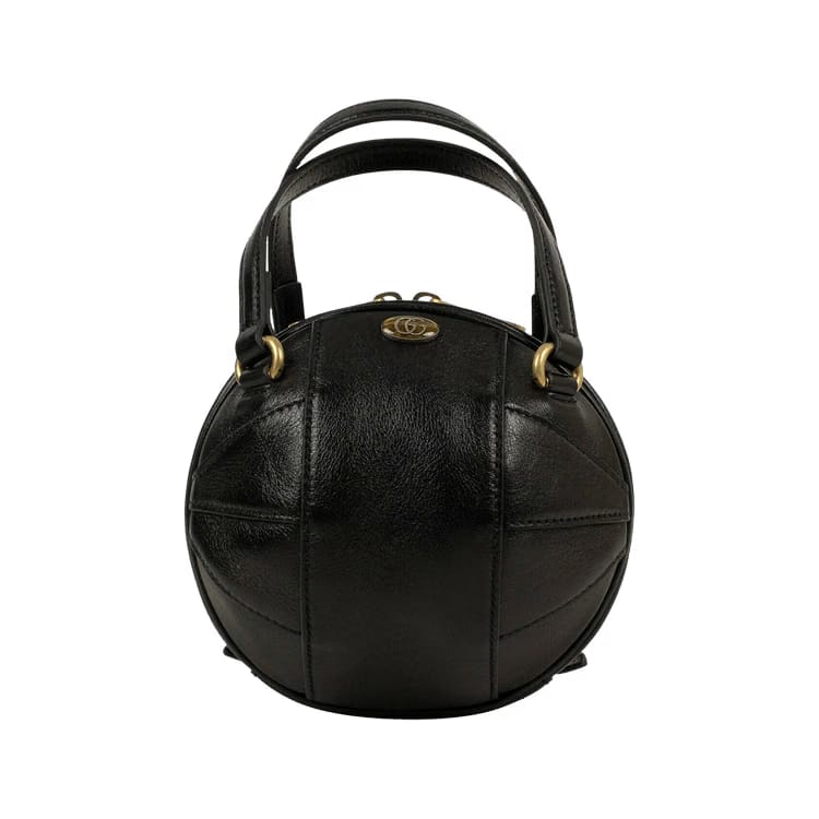 Gucci Leather Mini Tifosa Convertible Strap Ball Shoulder Bag Black
