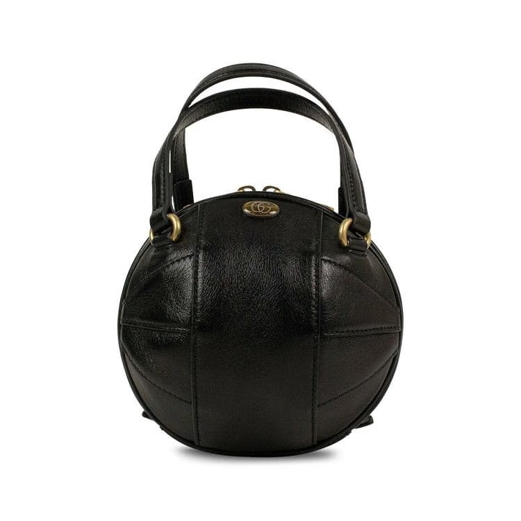 Gucci Leather Mini Tifosa Convertible Strap Ball Shoulder Bag Black