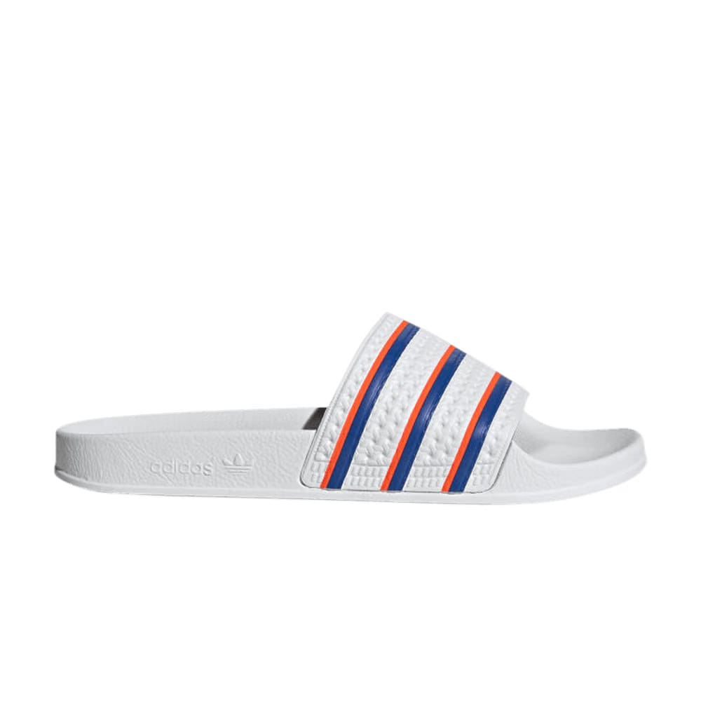 Adidas Adilette Slides White Blue Solar Red