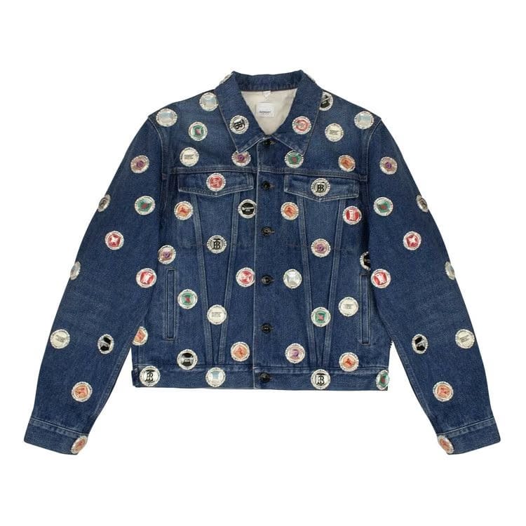 Burberry Bottle Cap Detail Denim Jacket Blue