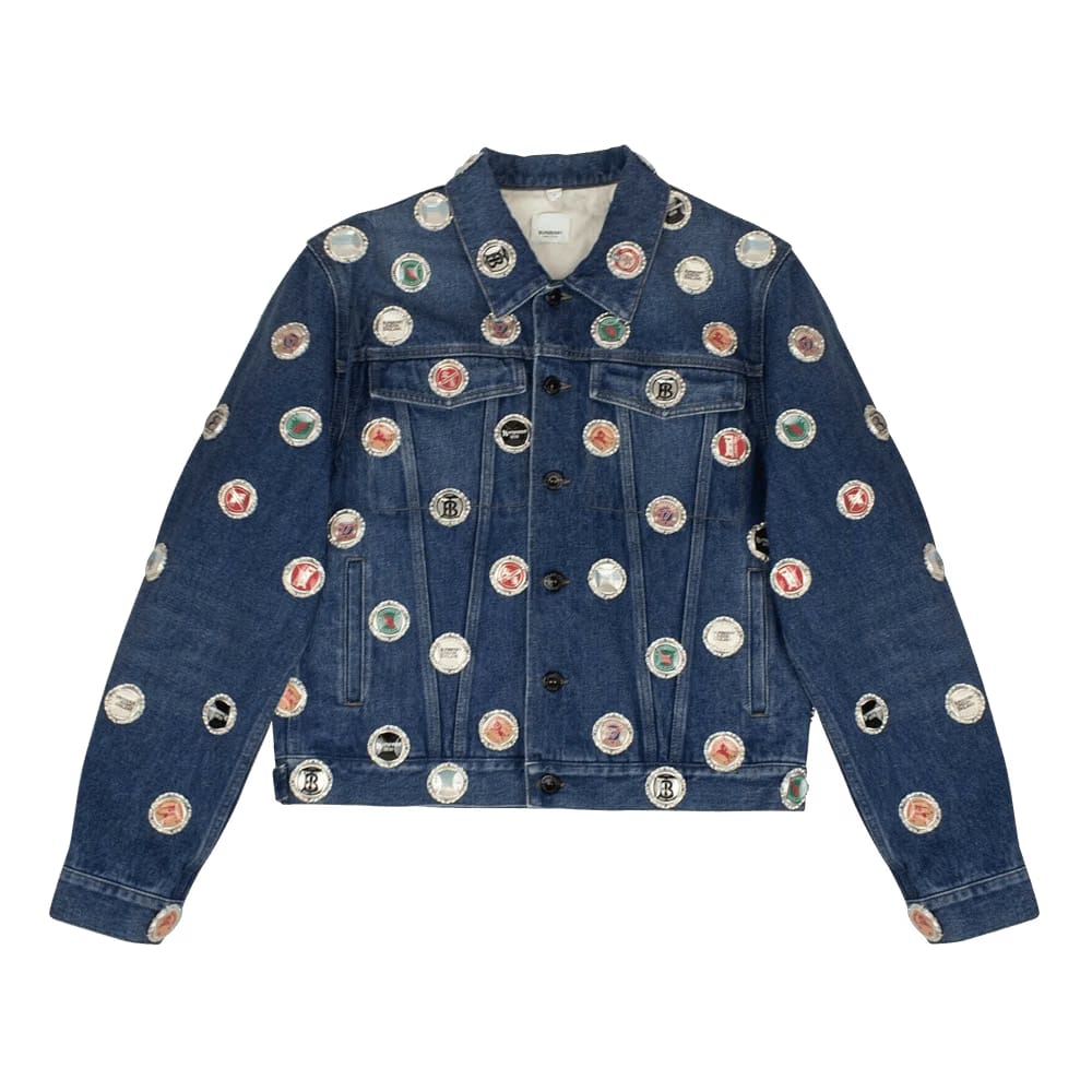 Burberry Bottle Cap Detail Denim Jacket Blue