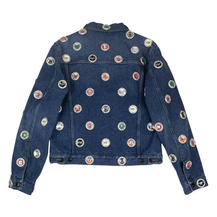 Burberry Bottle Cap Detail Denim Jacket Blue