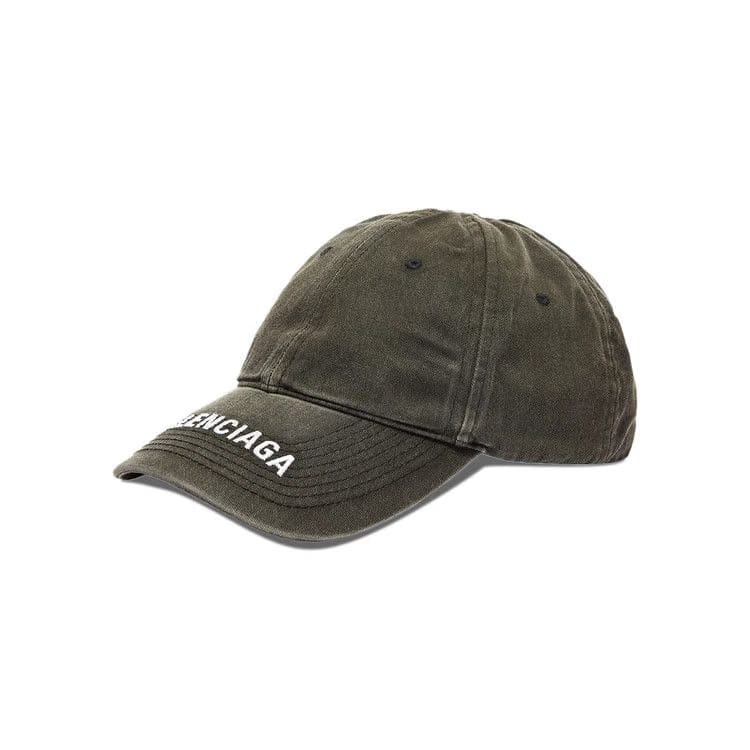 Balenciaga Washed Denim Logo Baseball Cap Black/White