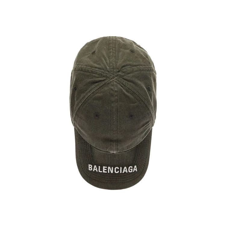 Balenciaga Washed Denim Logo Baseball Cap Black/White