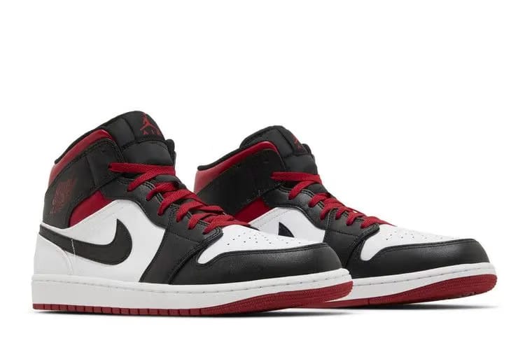 Air Jordan 1 Mid Black Toe White Gym Red