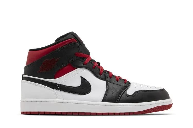 Air Jordan 1 Mid Black Toe White Gym Red