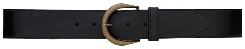 Saint Laurent Croissant De Lune Buckle Wide Belt Black