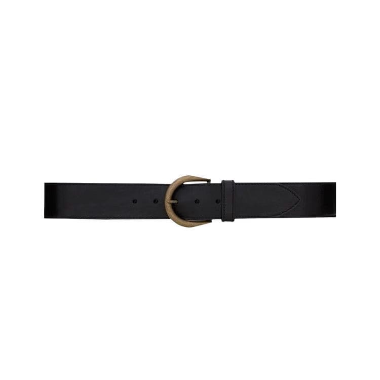 Saint Laurent Croissant De Lune Buckle Wide Belt Black