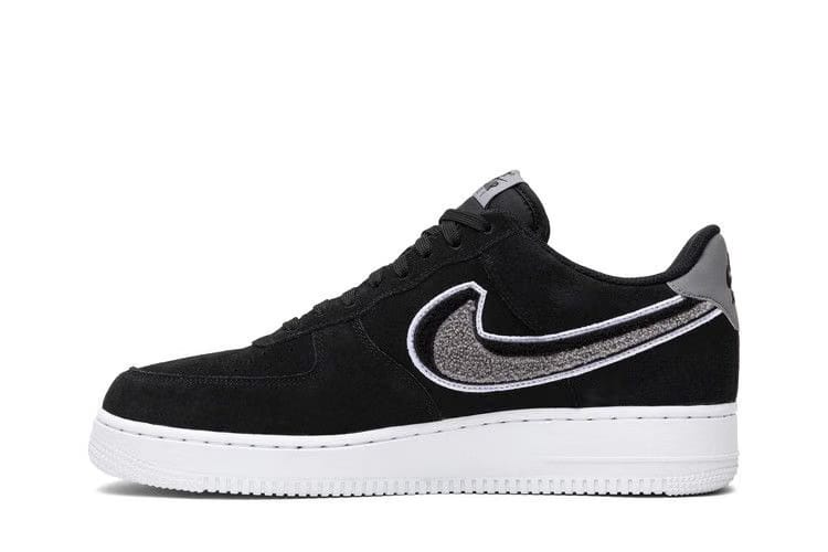 Nike Air Force 1 Low 3D Chenille Swoosh Black Cool Grey