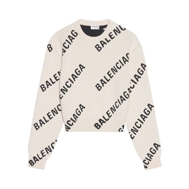Balenciaga Allover Logo Crewneck Chalky White/Black