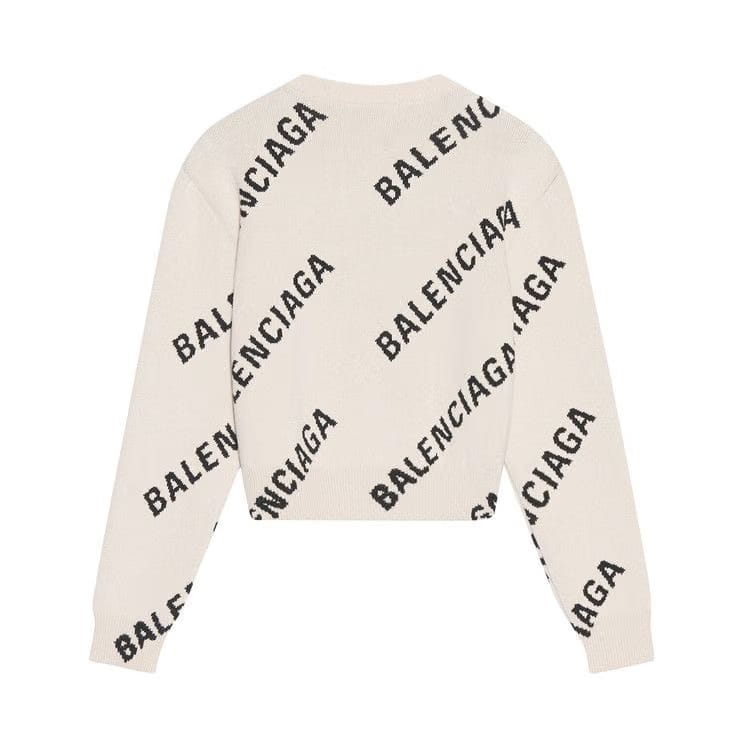 Balenciaga Allover Logo Crewneck Chalky White/Black