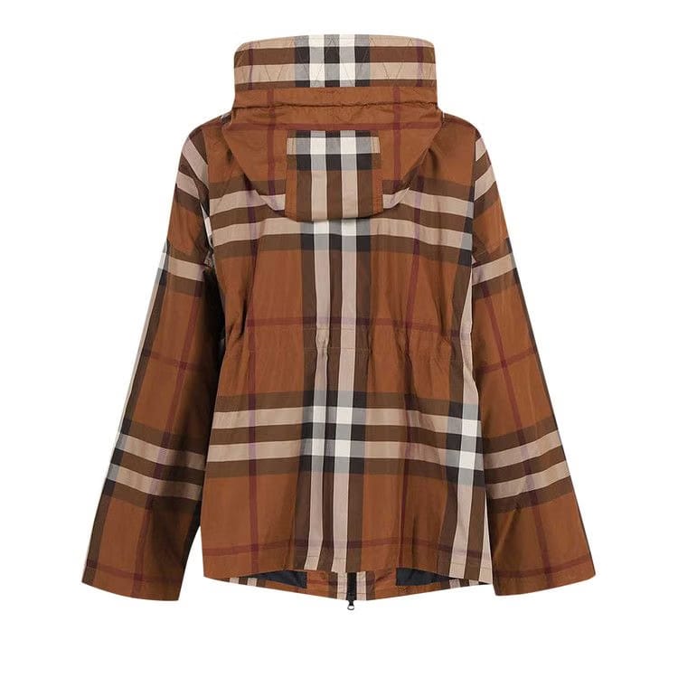 Burberry Hooded Jacket Dark Brown Check