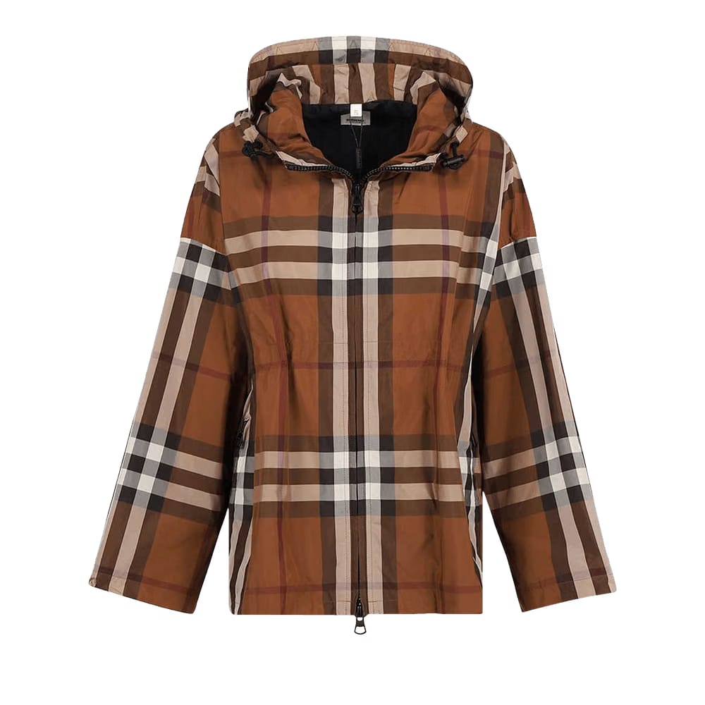 Burberry Hooded Jacket Dark Brown Check