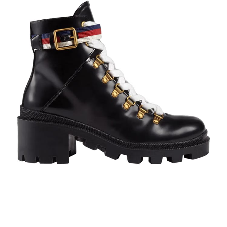 Gucci Wmns Sylvie Web 55mm Ankle Boot 'Black Mystic White Red'