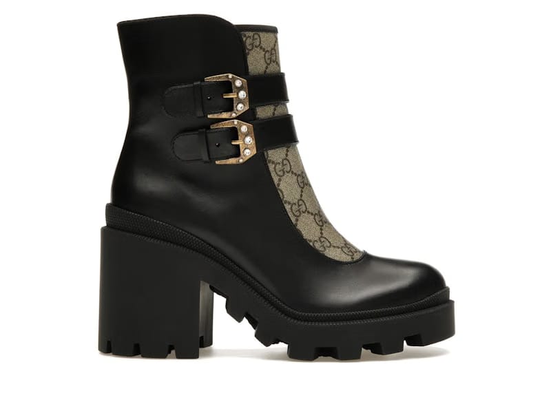 Gucci Wmns Ankle Boot 'Buckles - Black Beige'