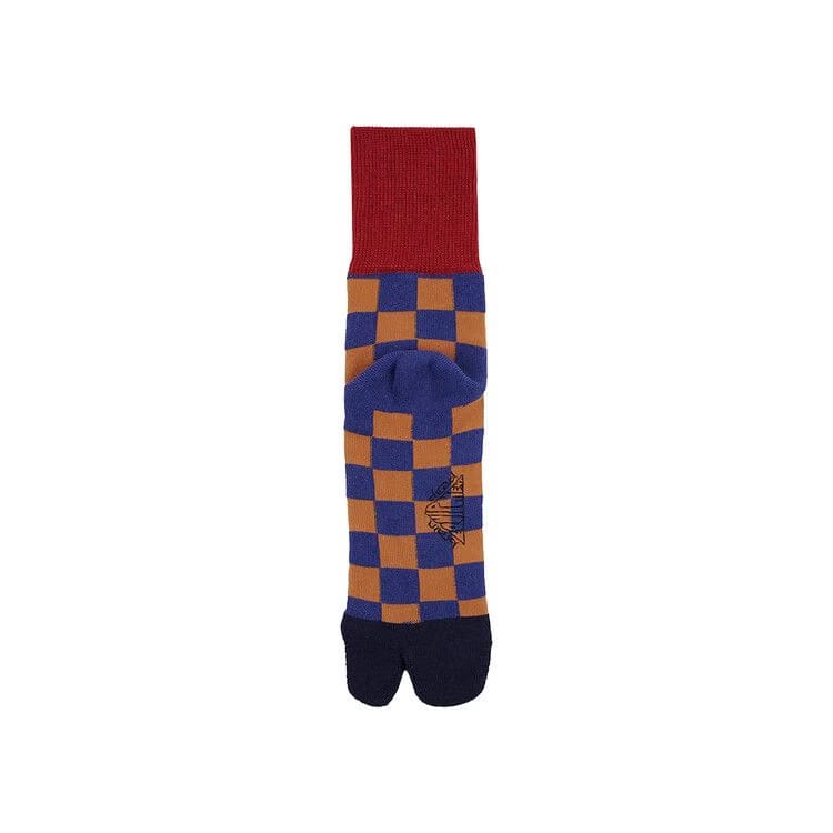 Brain Dead Tabi Checker Quarter Crew Sock Navy
