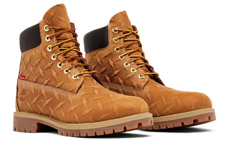 Supreme x Timberland 6 Inch Premium Waterproof Boot Embossed Diamond Plate - Wheat