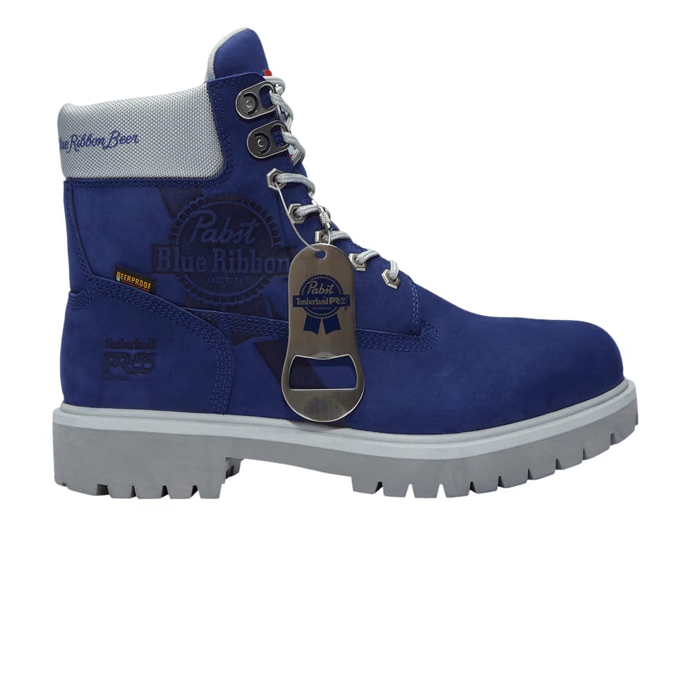 Pabst Blue Ribbon x Timberland 6 Inch Soft Toe Waterproof Work Boot Blue