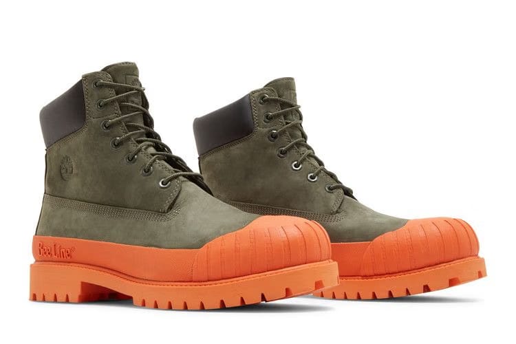 Timberland Bee Line x 6 Inch Premium Ruuber Toe Boot Dark Green Orange