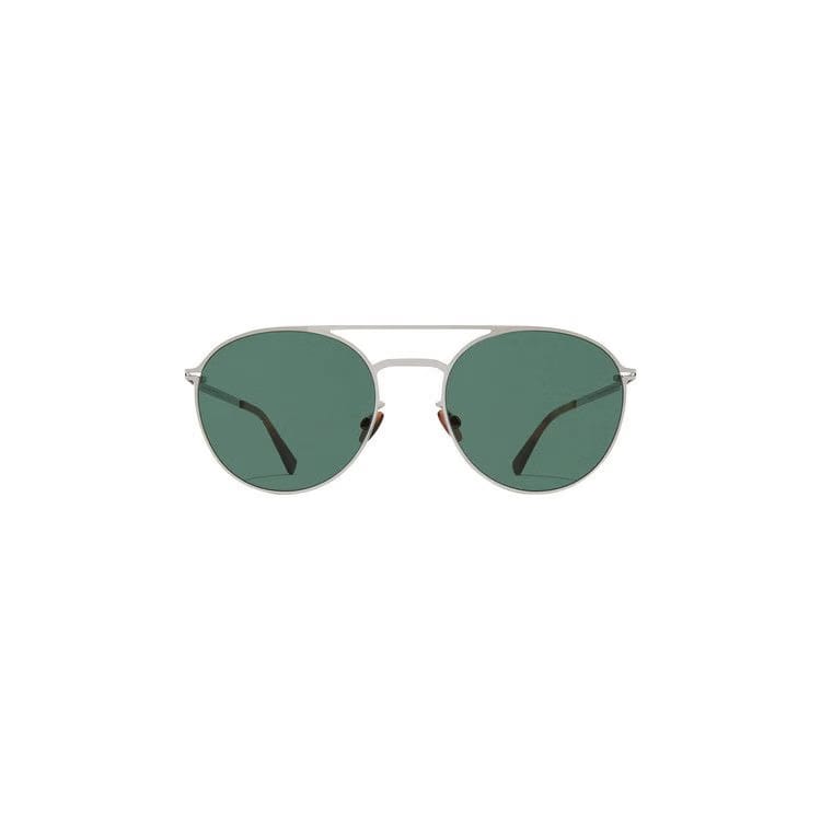 Mykita Jullian Sunglasses Shiny Silver/Dark Green Solid