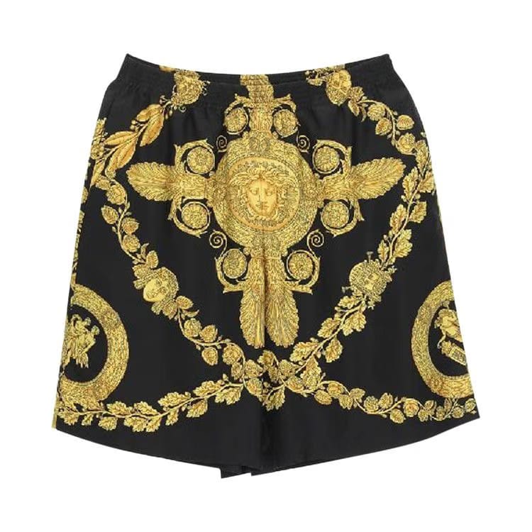 Versace Silk Shorts Black/Gold