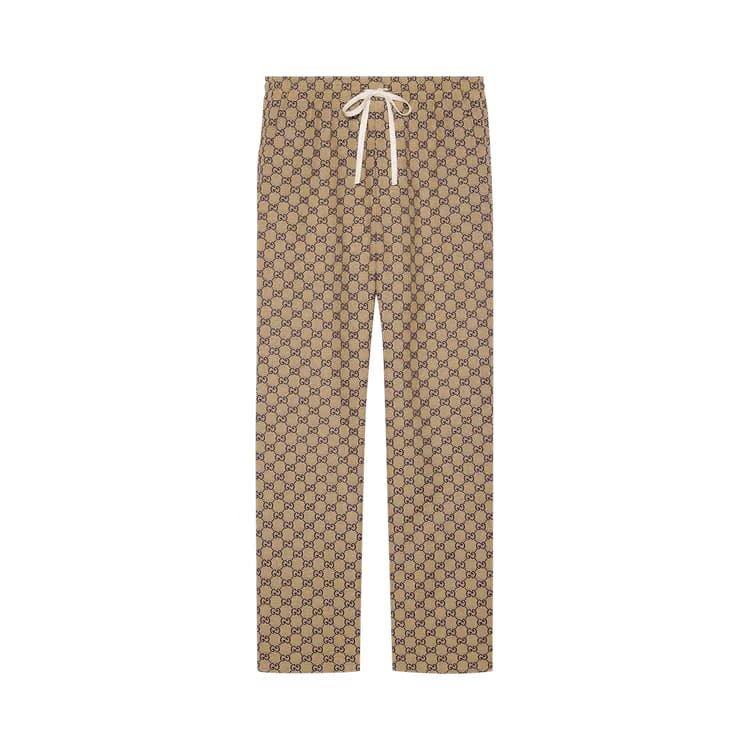 Gucci GG Canvas Pant With Leather Interlocking G Beige/Blue