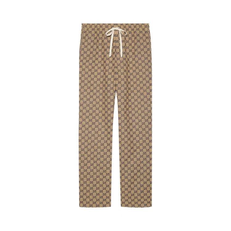 Gucci GG Canvas Pant With Leather Interlocking G Beige/Blue