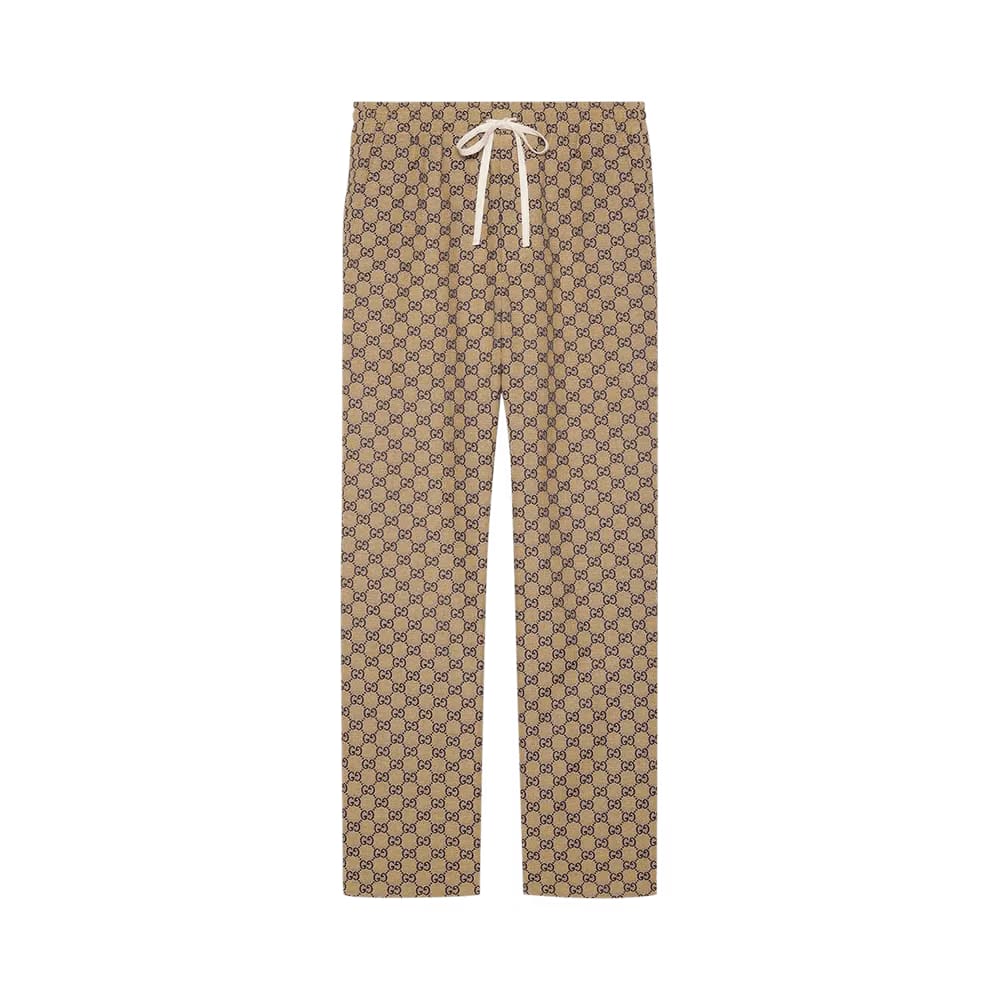 Gucci GG Canvas Pant With Leather Interlocking G Beige/Blue