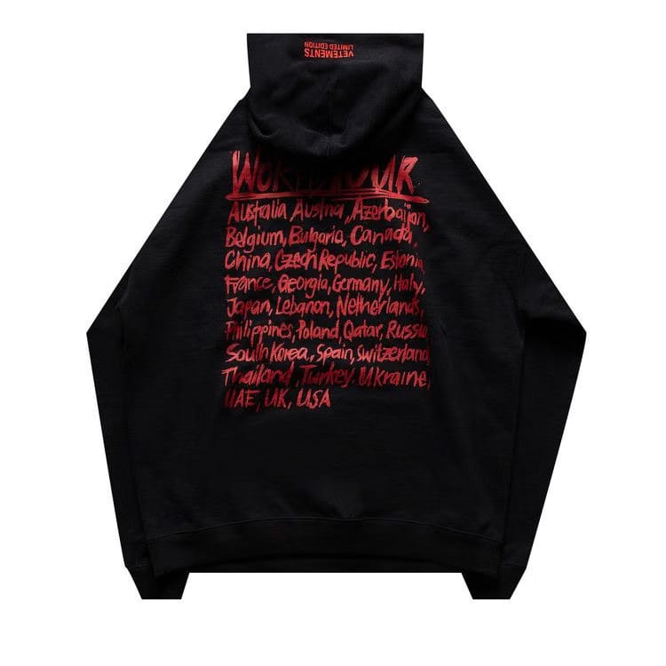 Vetements World Tour Logo Hoodie Black/Red
