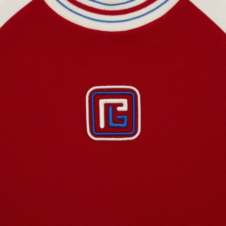 Balmain Raglan Retro PB T-Shirt Rouge Vif/Crème/Bleu Moyen