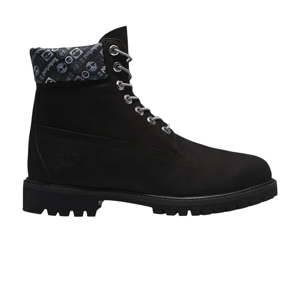 Timberland 6 Inch Premium Boot Wide Logo Print Collar