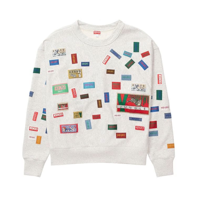 Kenzo Labels Oversize Sweatshirt Pale Grey