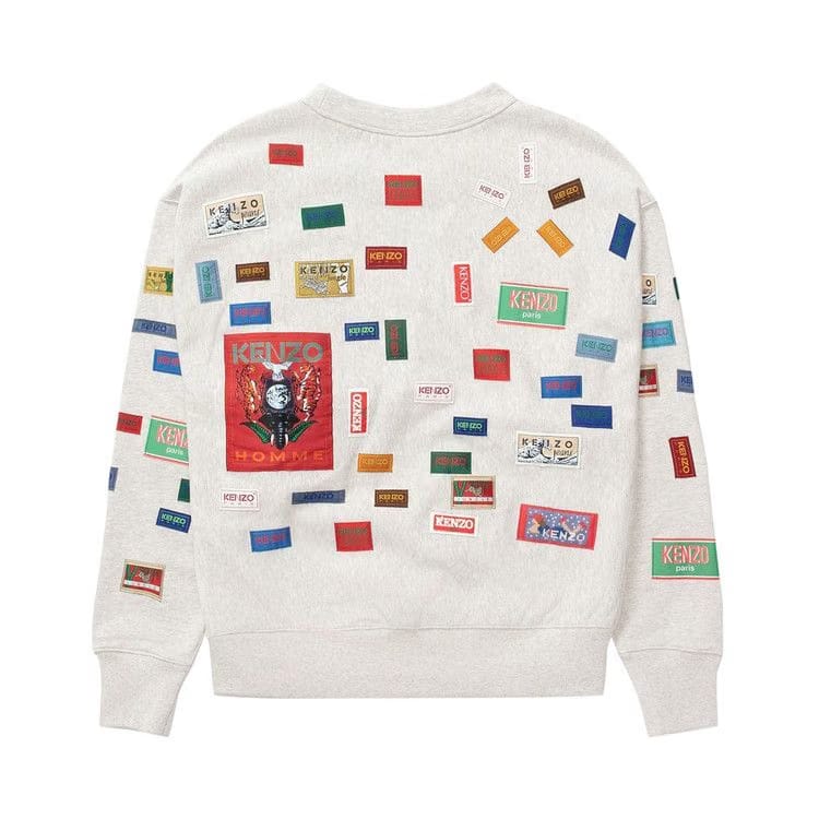 Kenzo Labels Oversize Sweatshirt Pale Grey