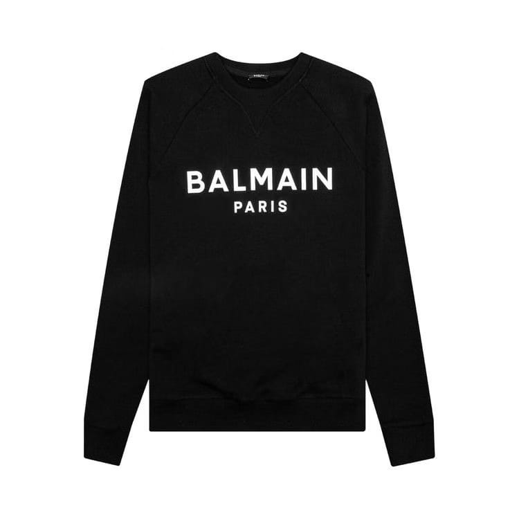 Balmain Logo Print Crewneck Sweatshirt Black