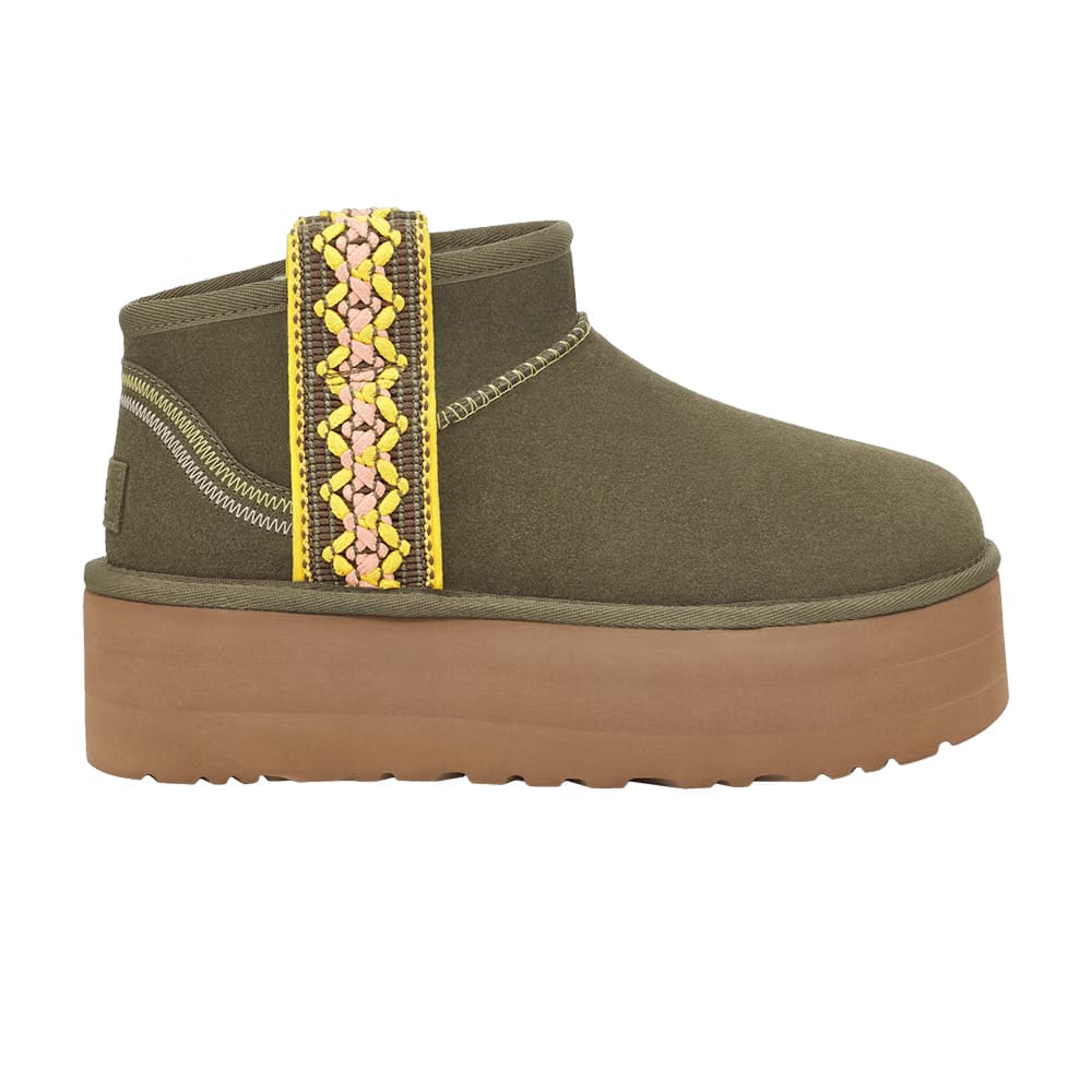 UGG Wmns Classic Ultra Mini Platform 'Braid - Burnt Olive'