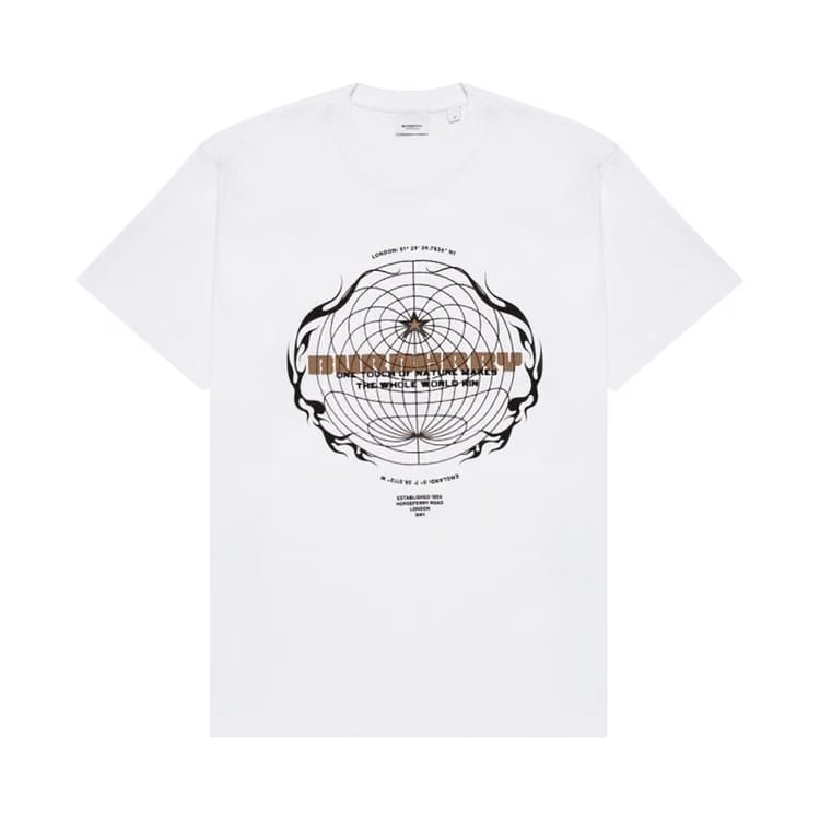 Burberry Globe Graphic Print Oversized T-Shirt White