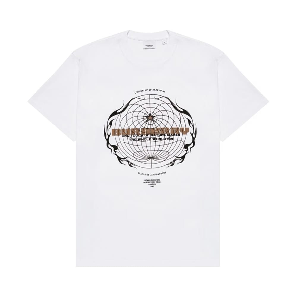 Burberry Globe Graphic Print Oversized T-Shirt White