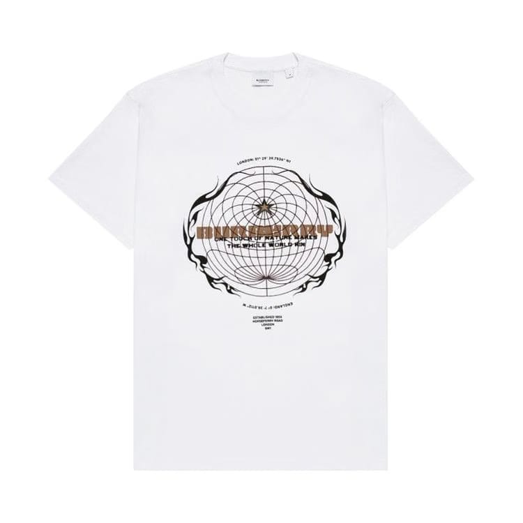 Burberry Globe Graphic Print Oversized T-Shirt White