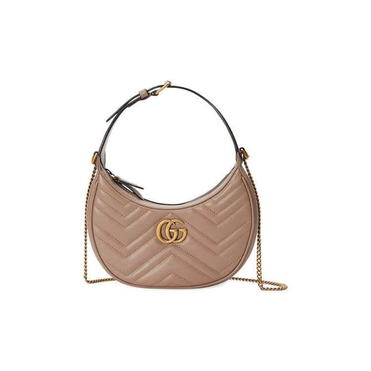 Gucci GG Marmont Half Moon Shaped Mini Bag Porcel Rose