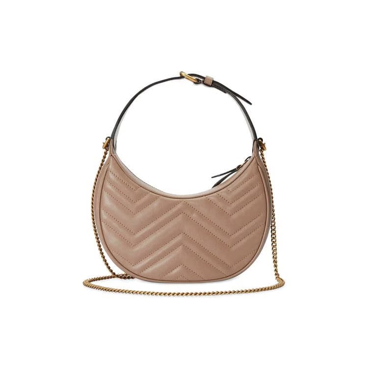 Gucci GG Marmont Half Moon Shaped Mini Bag Porcel Rose
