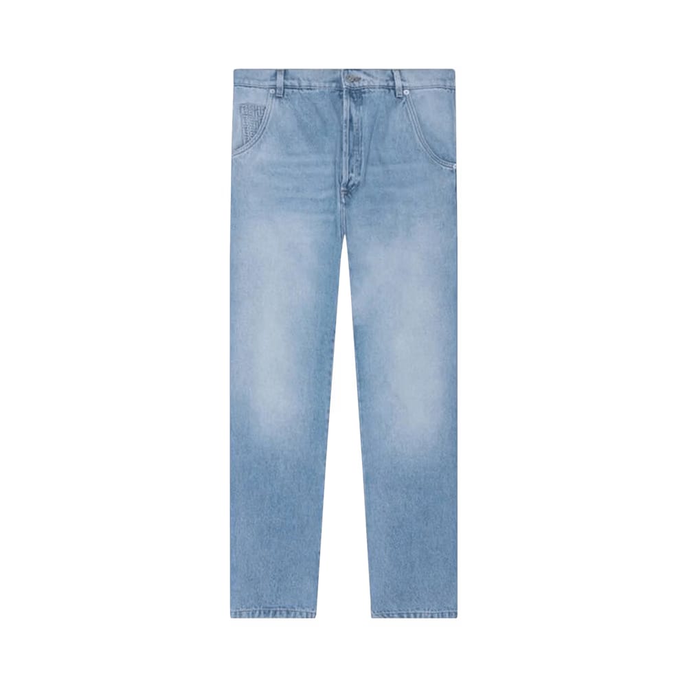 Balmain Straight Monogram Denim Pants Blue