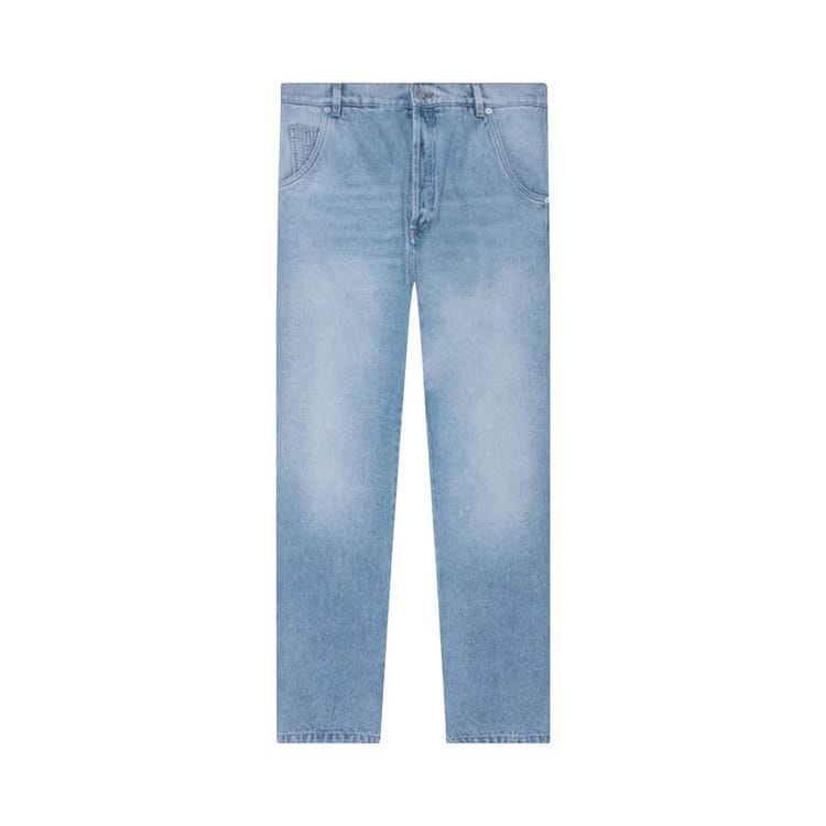 Balmain Straight Monogram Denim Pants Blue