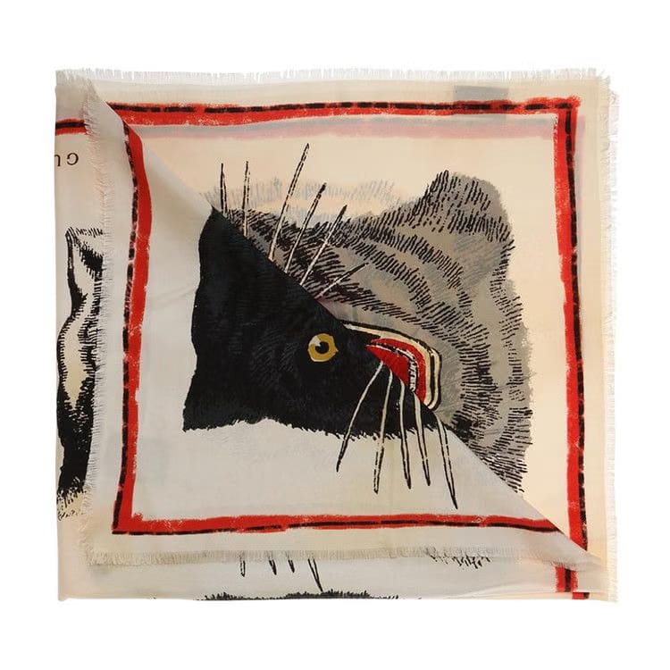 Gucci Tiger Head Scarf White