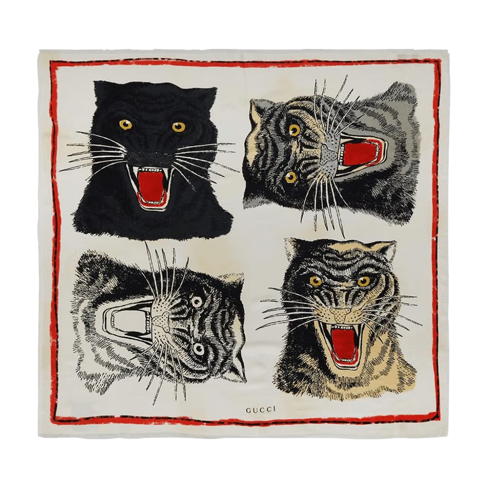 Gucci Tiger Head Scarf White