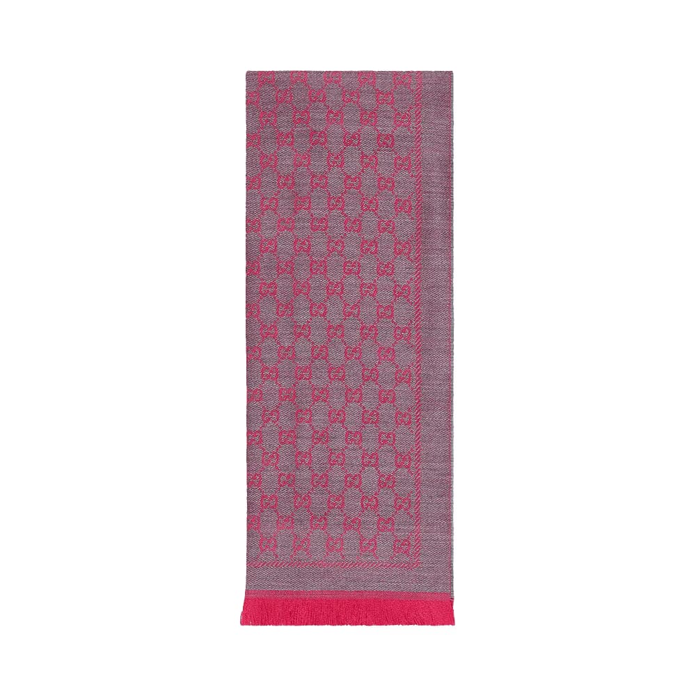 Gucci Wool GG Jacquard Scarf Pink