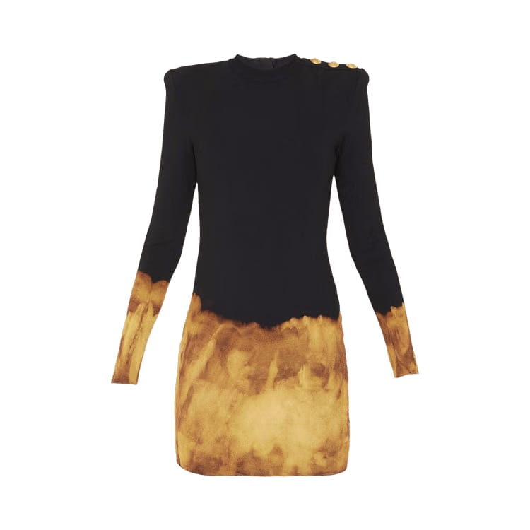Balmain Fire Knit Dress Black/Yellow