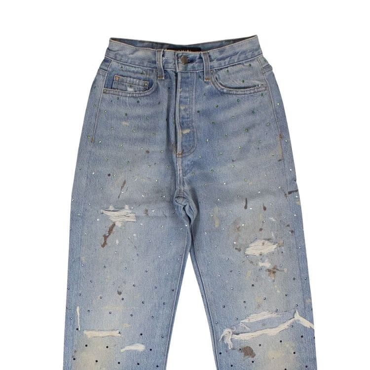 Amiri Gradient Crystal Recon Denim Jeans Blue