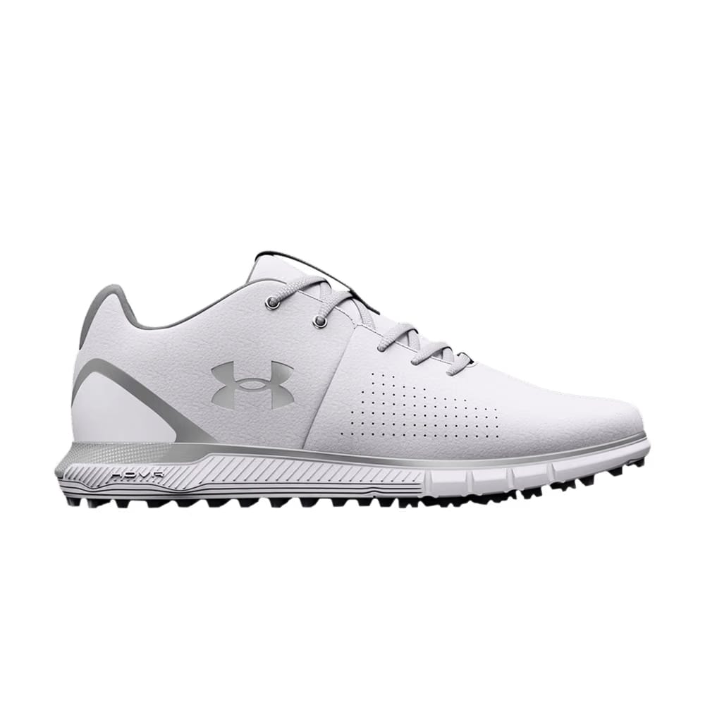 Under Armour HOVR Fade 2 Spikeless Golf 2E Wide White Metallic Silver