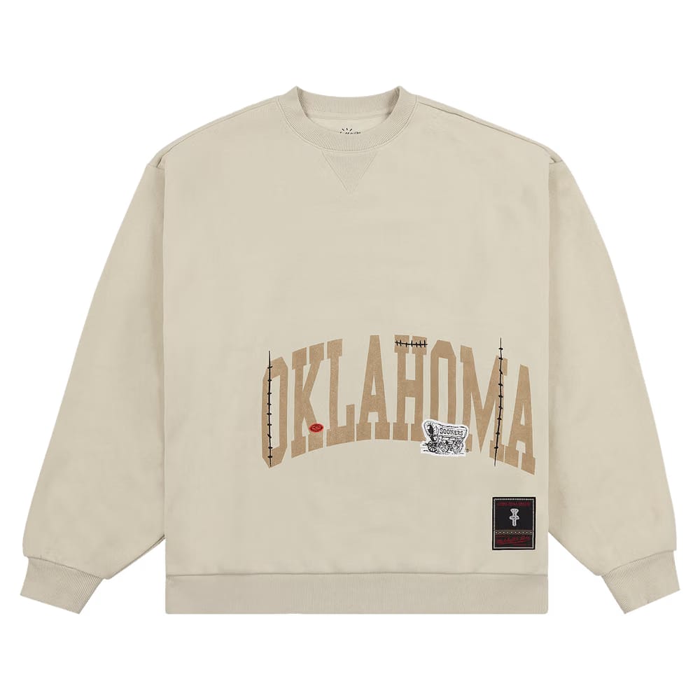 Cactus Jack by Travis Scott x Mitchell & Ness University Of Oklahoma Crewneck Tan