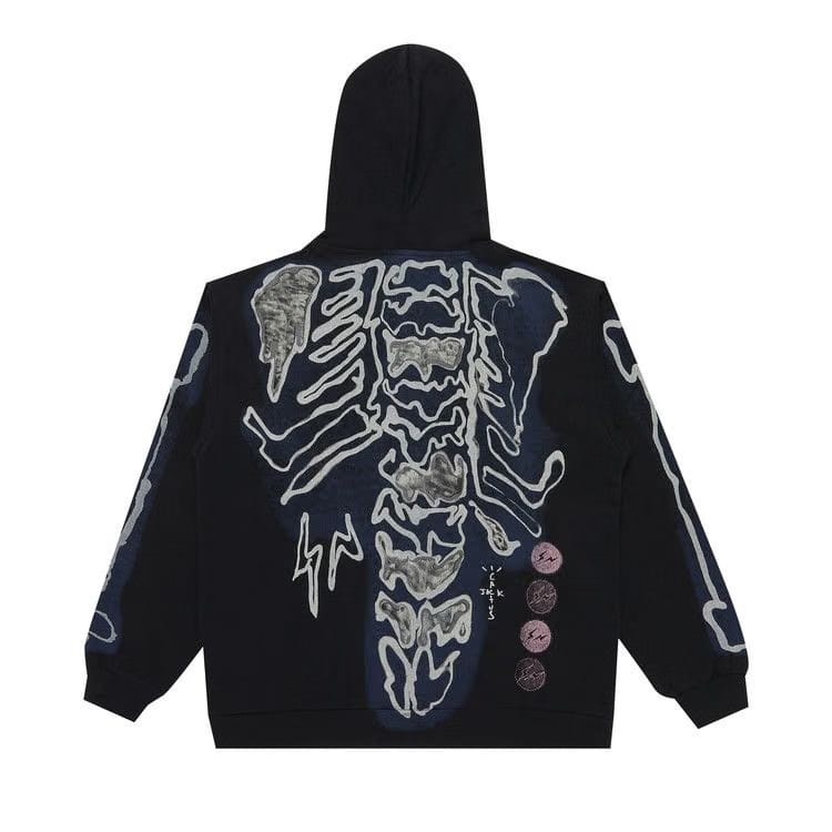 Travis Scott Cactus Jack For Fragment Skeleton Graffiti Full Zip Hoodie